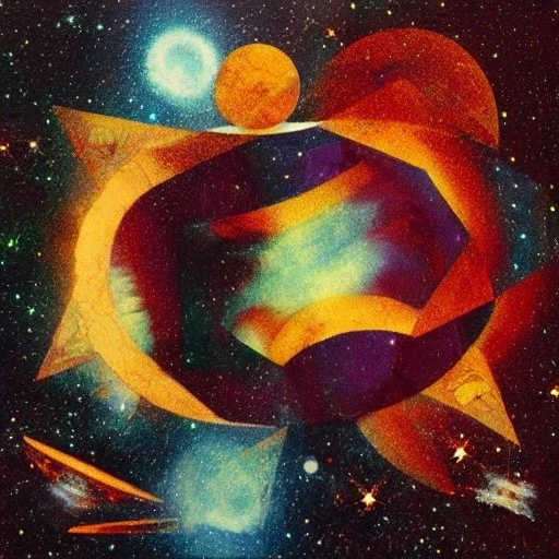 scene of space beast in the cosmos by cubist