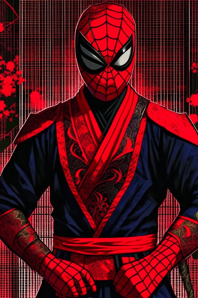 Spider-Man in black and red kimono