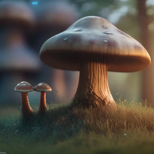 Mushroom cat girl and mushroom house, unreal 5, octane render, cinema4d, redshift render, hyper realistic, cenematic, vibrancy, synthwave, retouch, centered, dynamic lighting, dramatic lighting, 4k, highly detailed, attractive beautiful, realistic, epic composition, holographic,