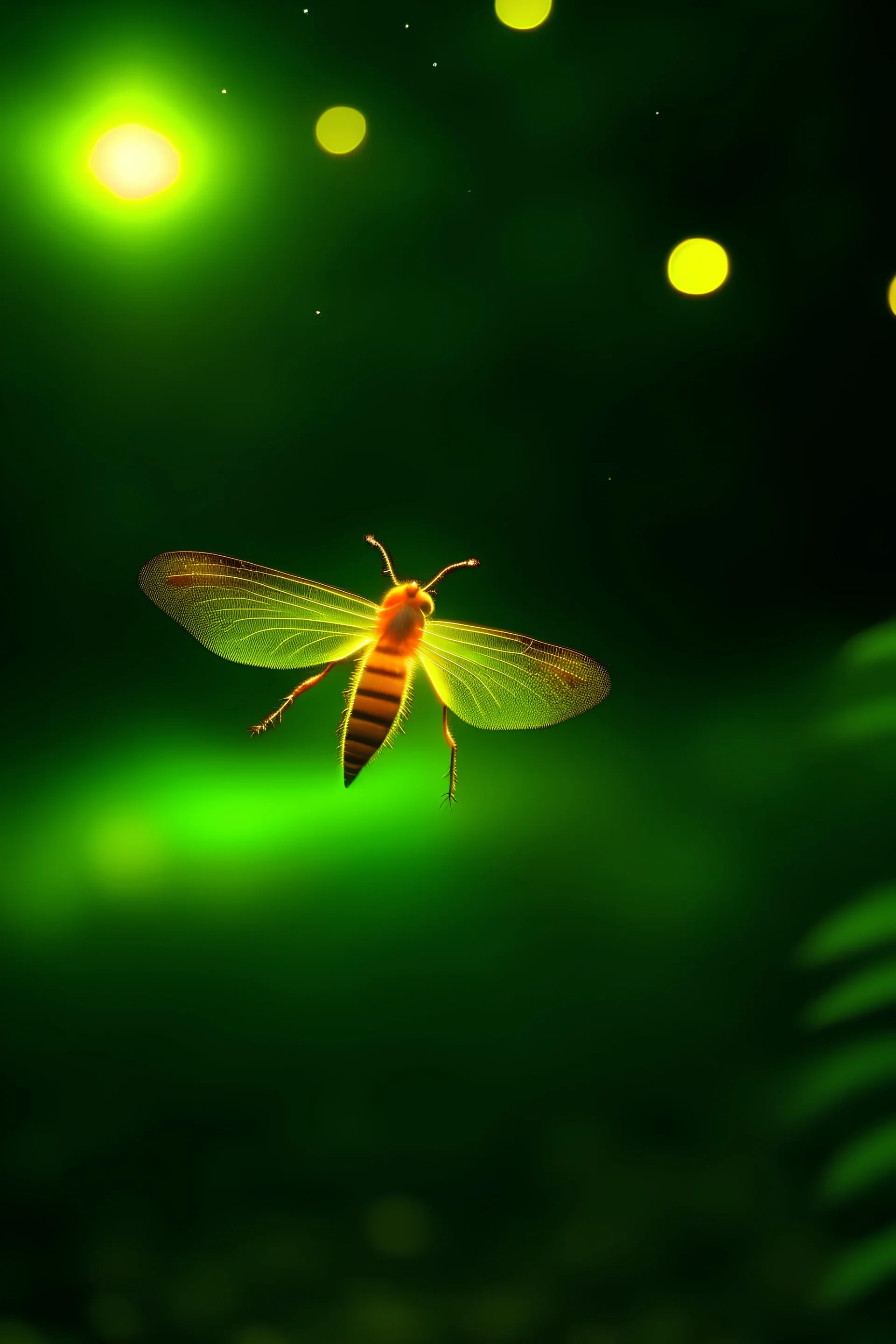 A firefly is flying quietly .