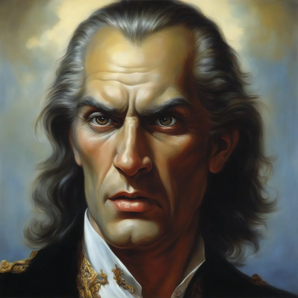 facial portrait, Lord Aegon Devereaux the Vampire, oil on canvas by Boris Vallejo