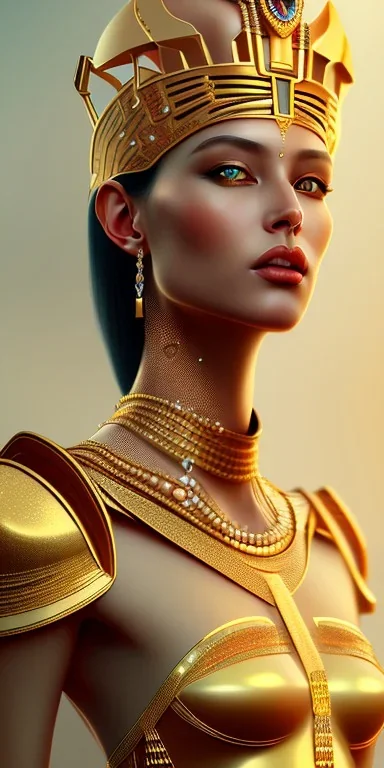 Beautiful pharaonic queen, hot pharaonic dress, clear features, pretty, too many details, 4k, 8k, portrait, 3d, fantasy, realistic, cinematic