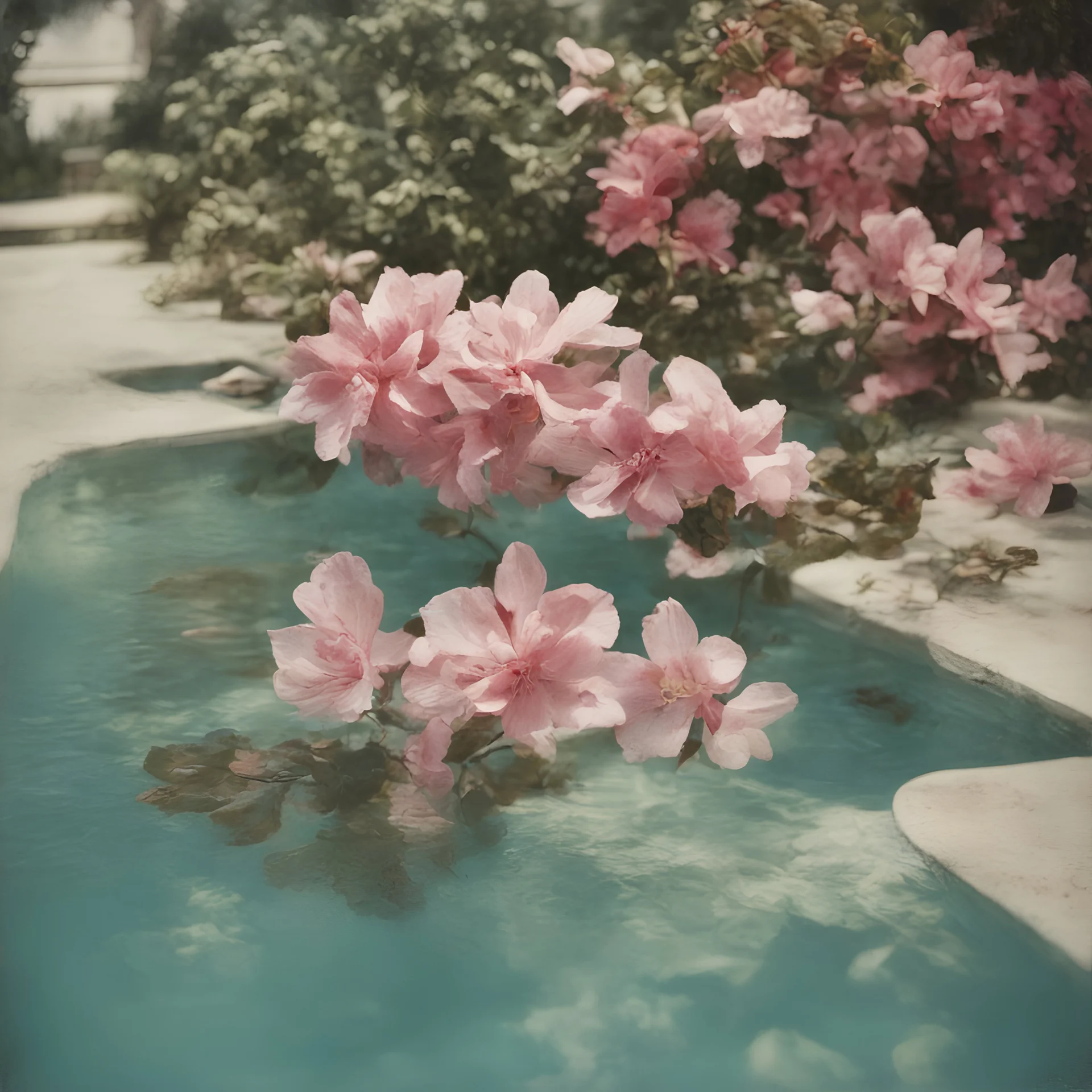 Azalea in a swimming pool, autochrome