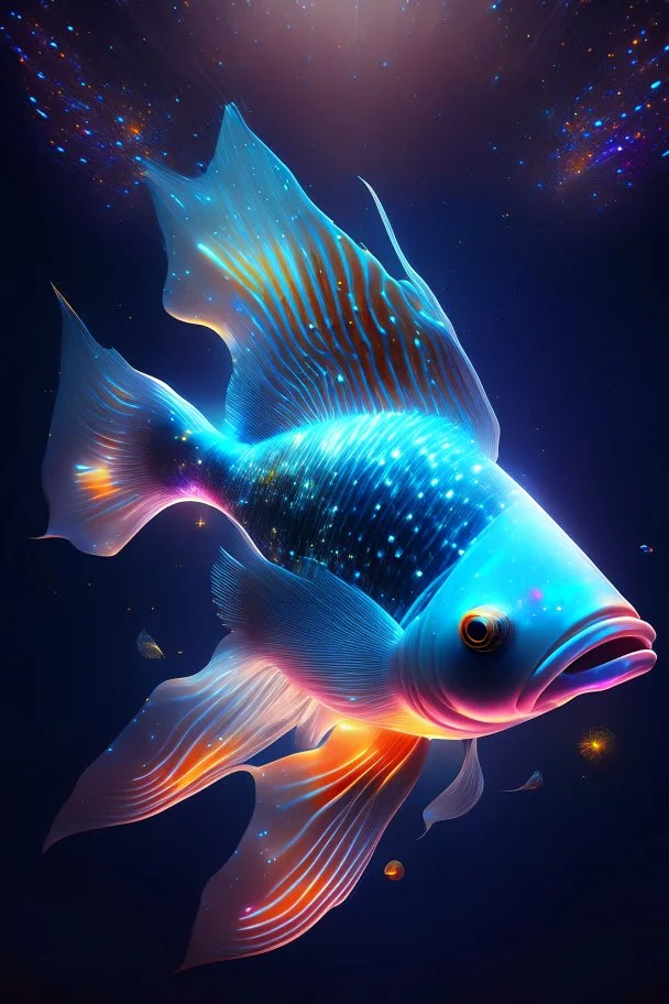 3D light fish in space