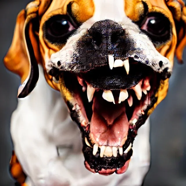 Demon hound dog with its skull exposed grinning