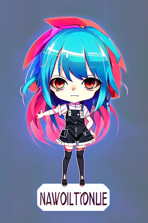 The overall style should be colorful, vibrant, and eye-catching, with a touch of anime and manga aesthetics. The character can be drawn in a chibi or SD style, or in a more detailed and realistic way, depending on the artist's preference and skill level. The composition should balance the girl and the sign, with enough negative space to highlight both elements.