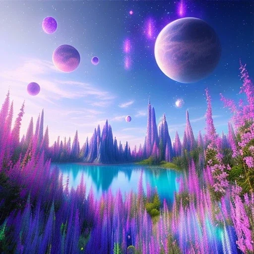 one big Cosmic crystal subtle in a galactic ambiance , blue lake, delicate flowers, delicate colors, bin the foreground, full of details, smooth，soft light atmosphere, light effect，vaporwave colorful, concept art, smooth, extremely sharp, masterpiece, best quality, blue skinned, sparkling,8k, , sun light, 8K, RAW, depth of field,high contrast,