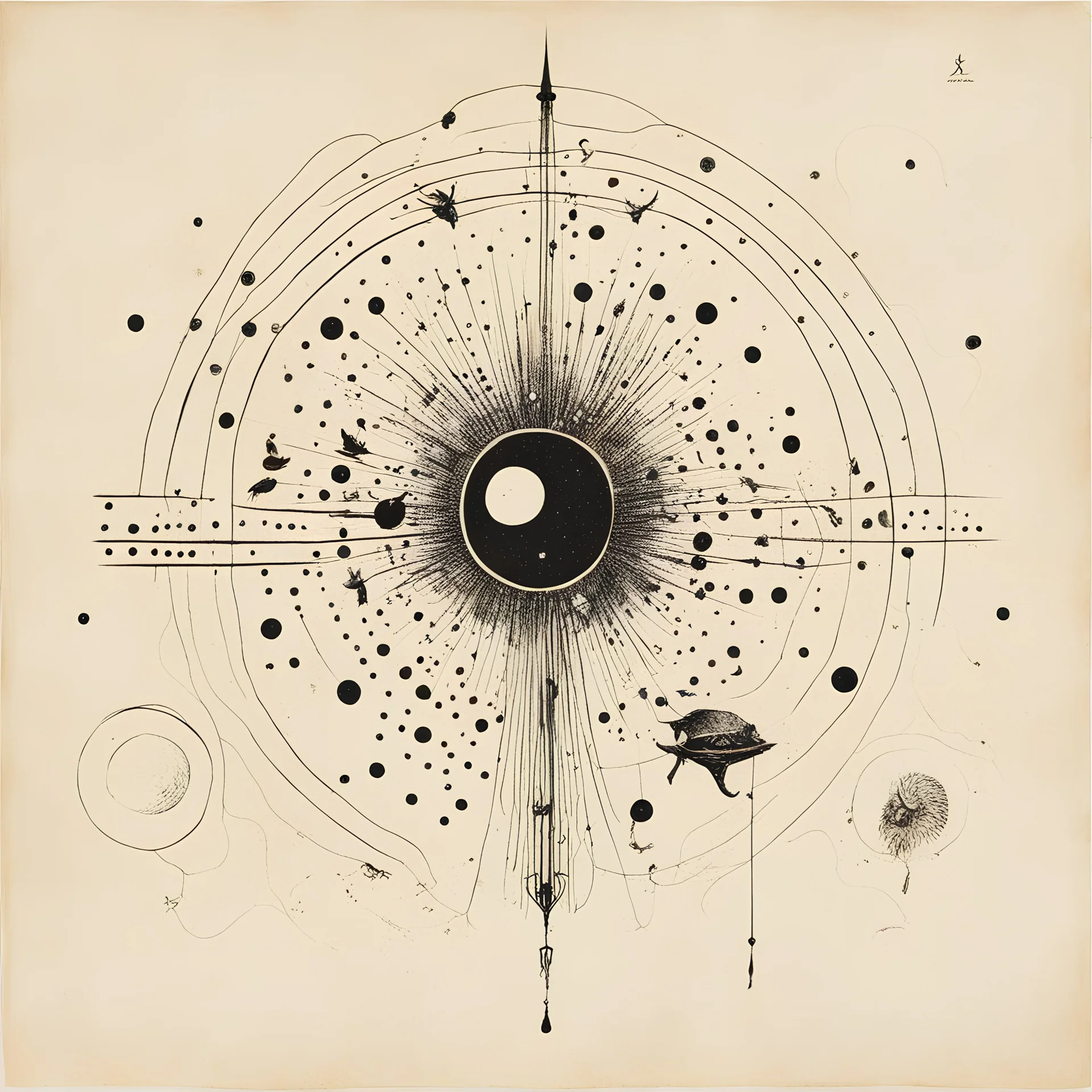Braille language glyphs art, abstract surrealism مسافة و ساعة رملية بقع الوان غيوم متفرقة by Kara Walker and Zdzislaw Beksinski, silkscreened mind-bending illustration; album cover art, asymmetric, vertical morse code dots dashes