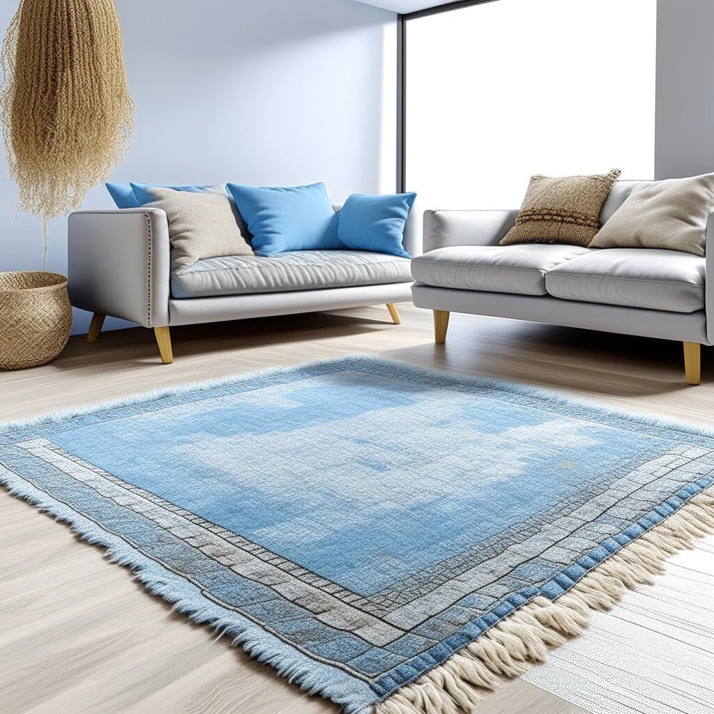 A palish light blue heavenly skies designed in Moroccan rug art