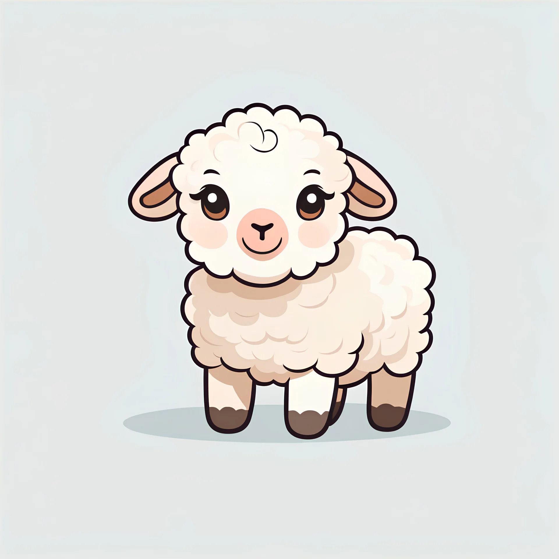 2D vector graphic of cute baby sheep, simple color, flat style, on white background