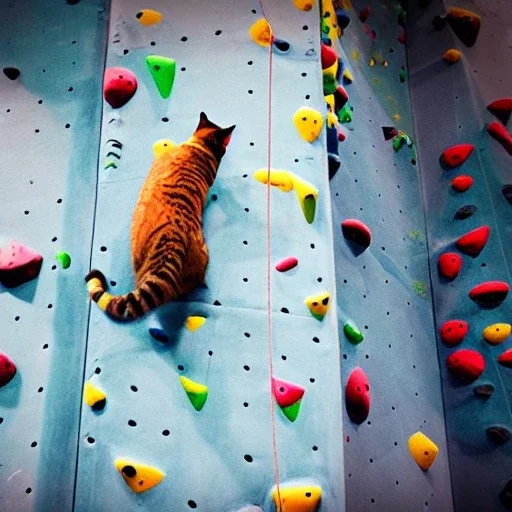 Cat on a climbing wall