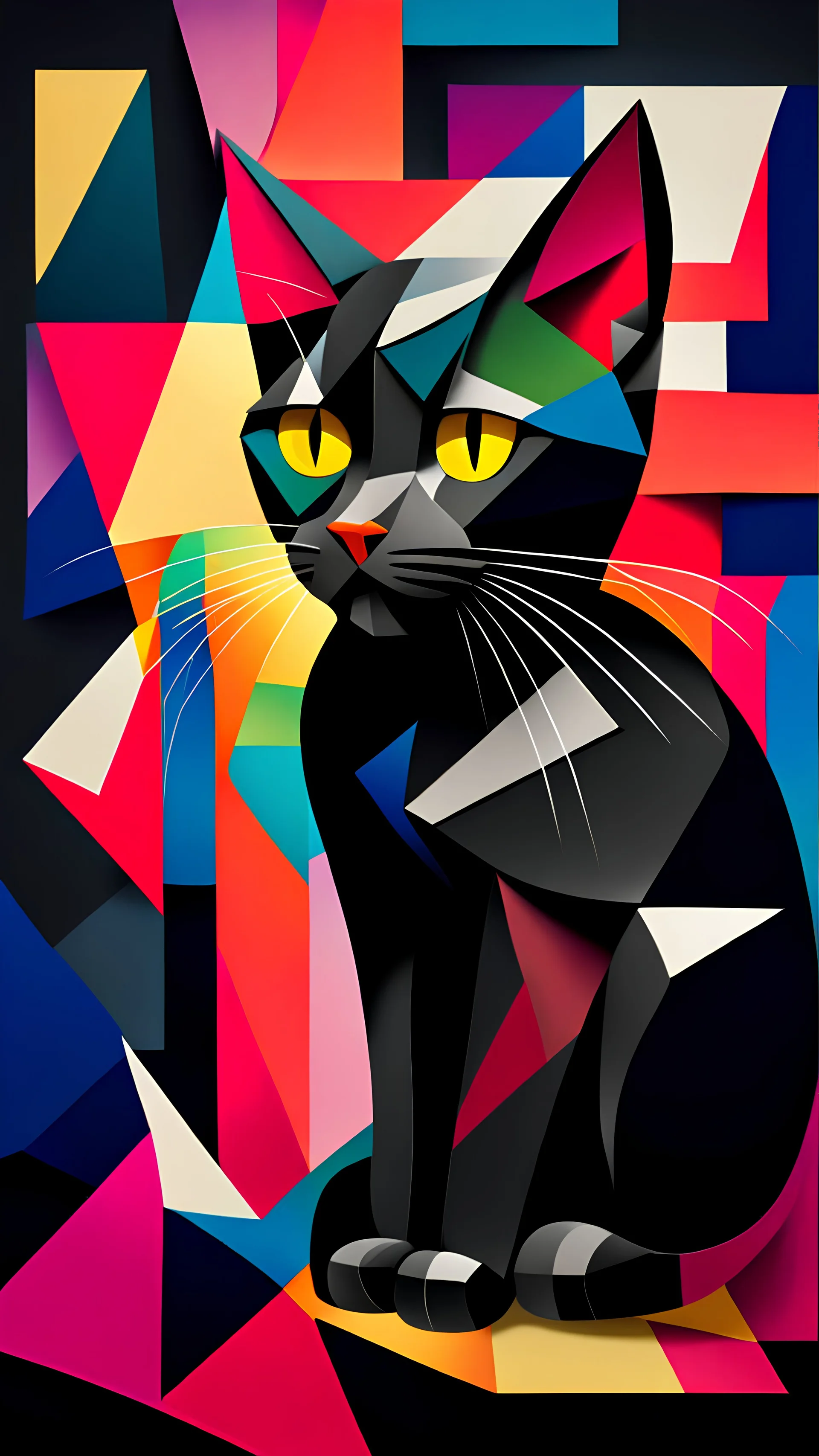 cubism, a black cat : 1.5 | colorful : 0.5