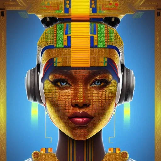 robot portrait in Kente, cinematic, ghana flag, african pattern symbols, engraved, 8k quality