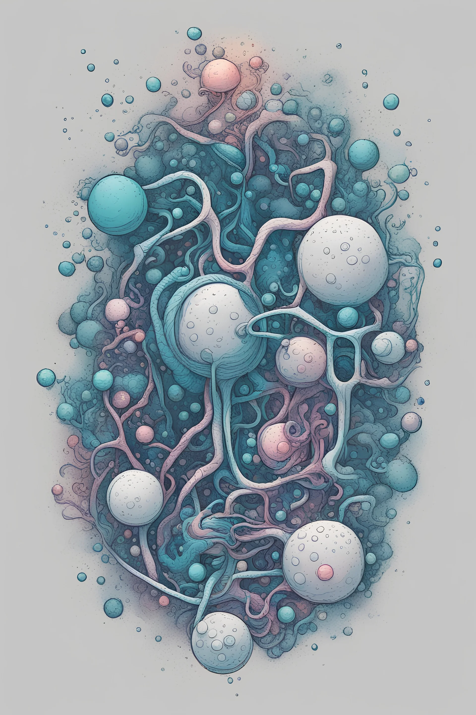 print T-shirts for the laboratory of molecular biology of MIPT, which deals with structural biology. be sure to depict proteins: membrane, fluorescent. use the doodle technique