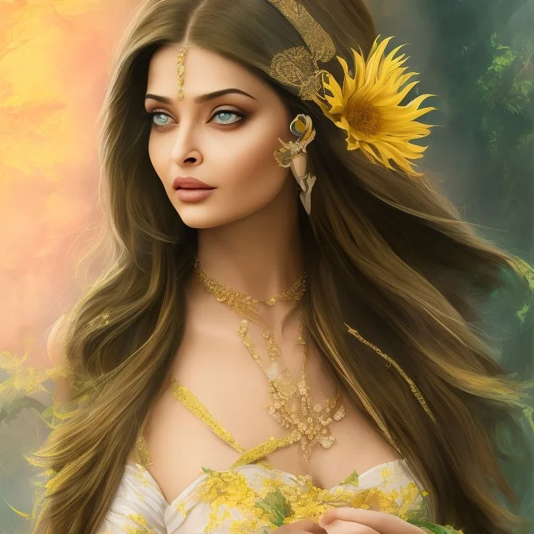 sunflower goddess green eyes ,actress aishwarya rai