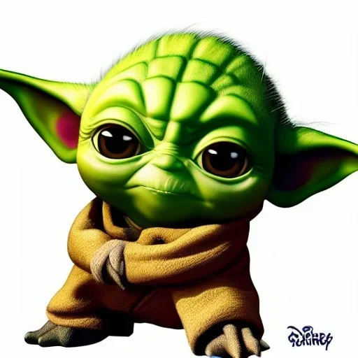 Chibi yoda, pixar 2022, modern Disney style