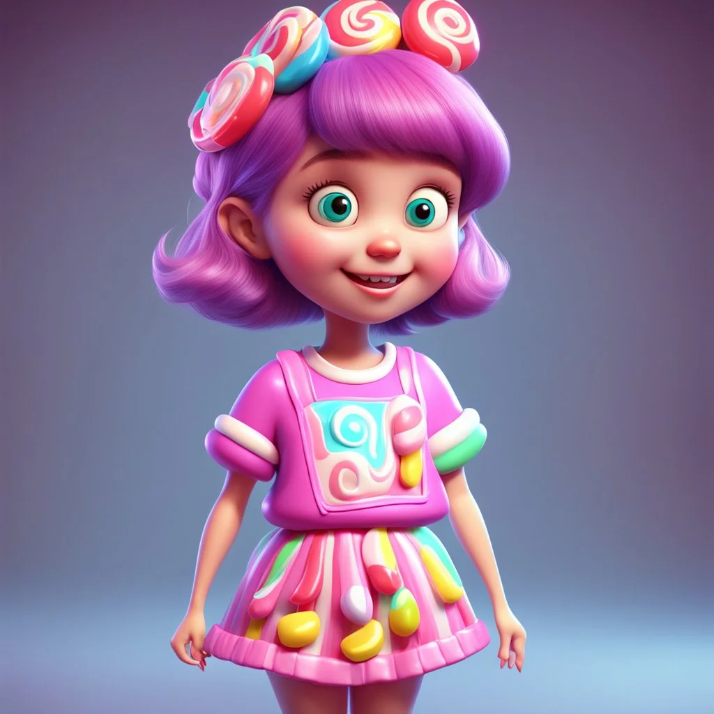 candy girl teenager, stylized 3d. pixar, cartoon