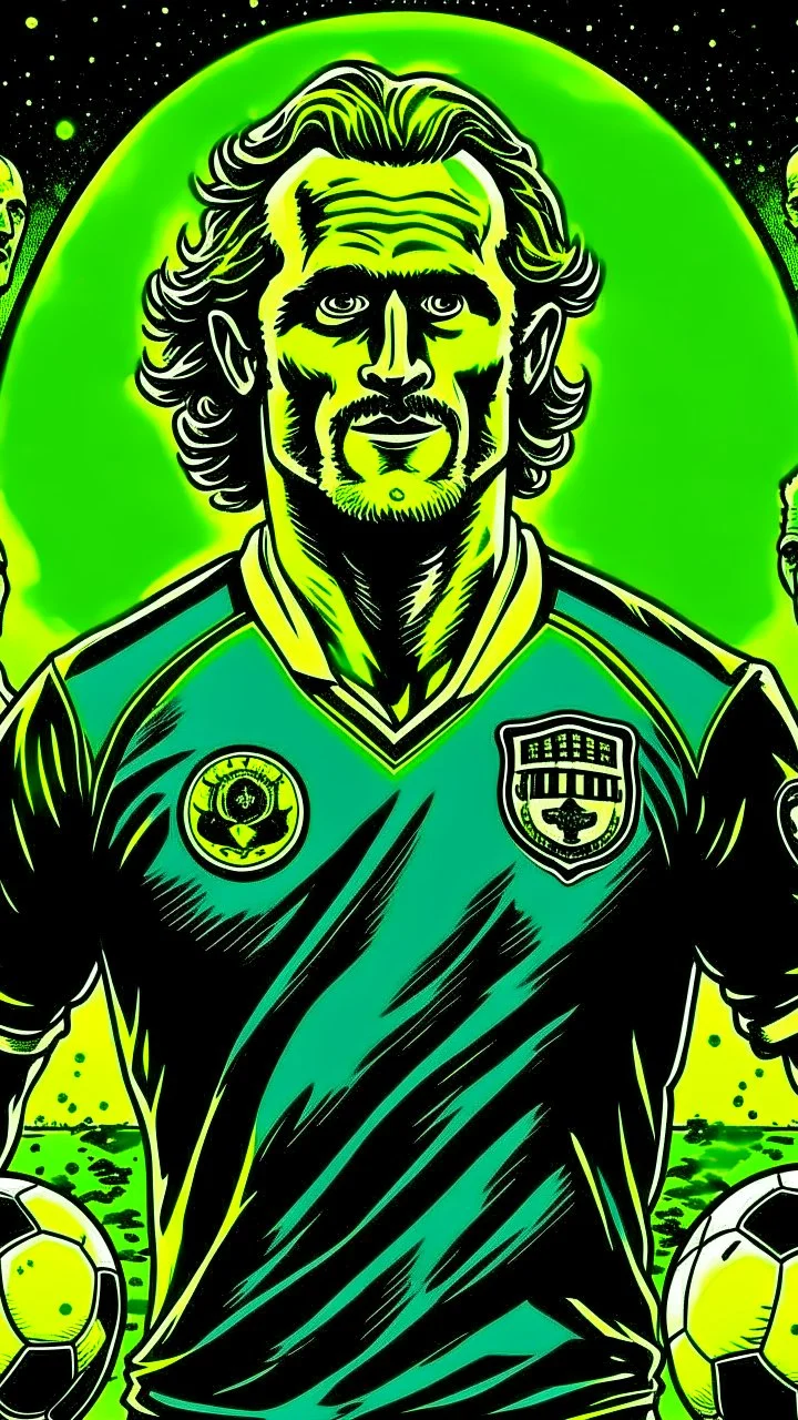 Diego Forlan Football soccer player posing. Squad, ghosts, monsters, Dark detective comic cover watchmen vintage. Paranormal.