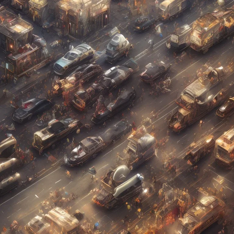 steam punk traffic jam in Paris 3D blender full lenght