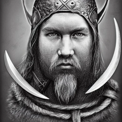 Portrait of viking warrior