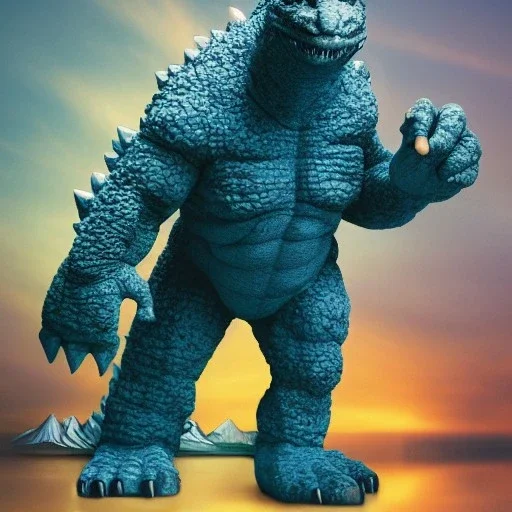 mix Smurf and Godzilla