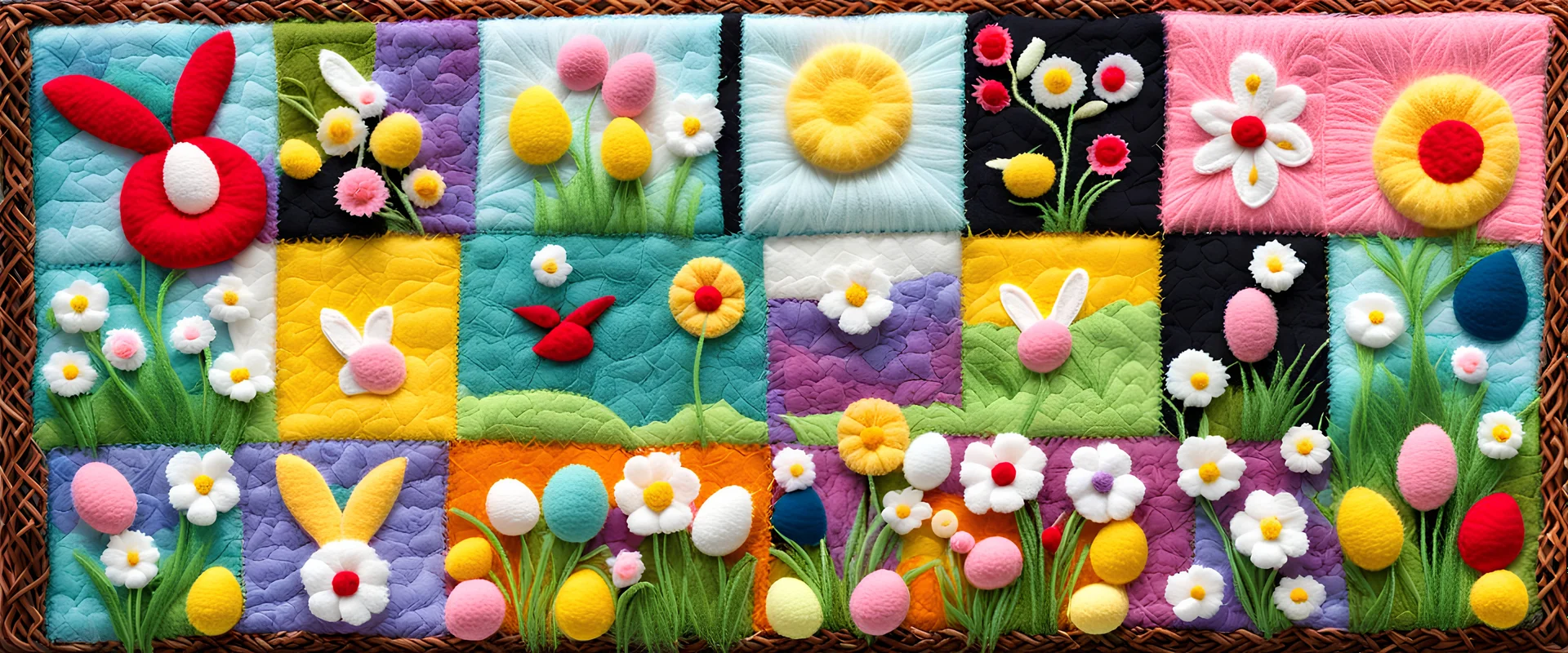 felt art patchwork depict easter celebration