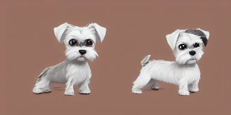 Cute salt and pepper miniature schnauzer Digital Art