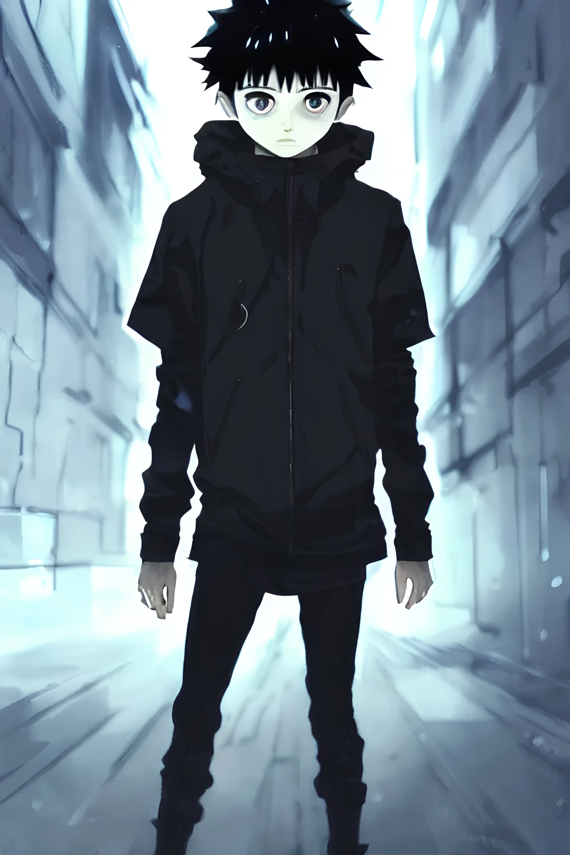 killua zoldyck black hair, detailed face, rain, techwear, streetwear, cyberpunk style outfit, greg rutkowski, ross tran, takato yomamoto, wlop, ilya kuvshinov, intricate complexity, detailed portrait, 4 k, cinematic lighting, artstation, sharp focus, smooth, makoto shinkai