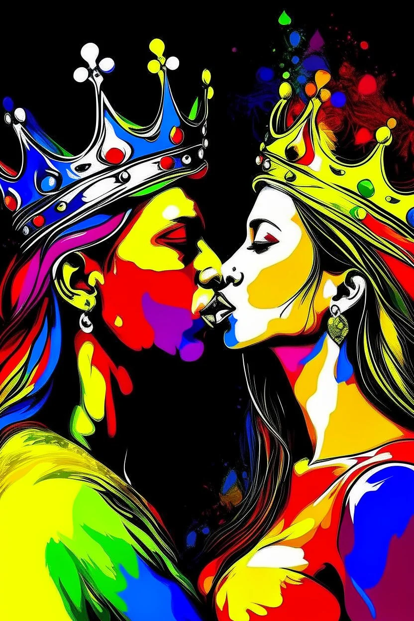 King and Queen, colorfull, loving, pretty, kissing,