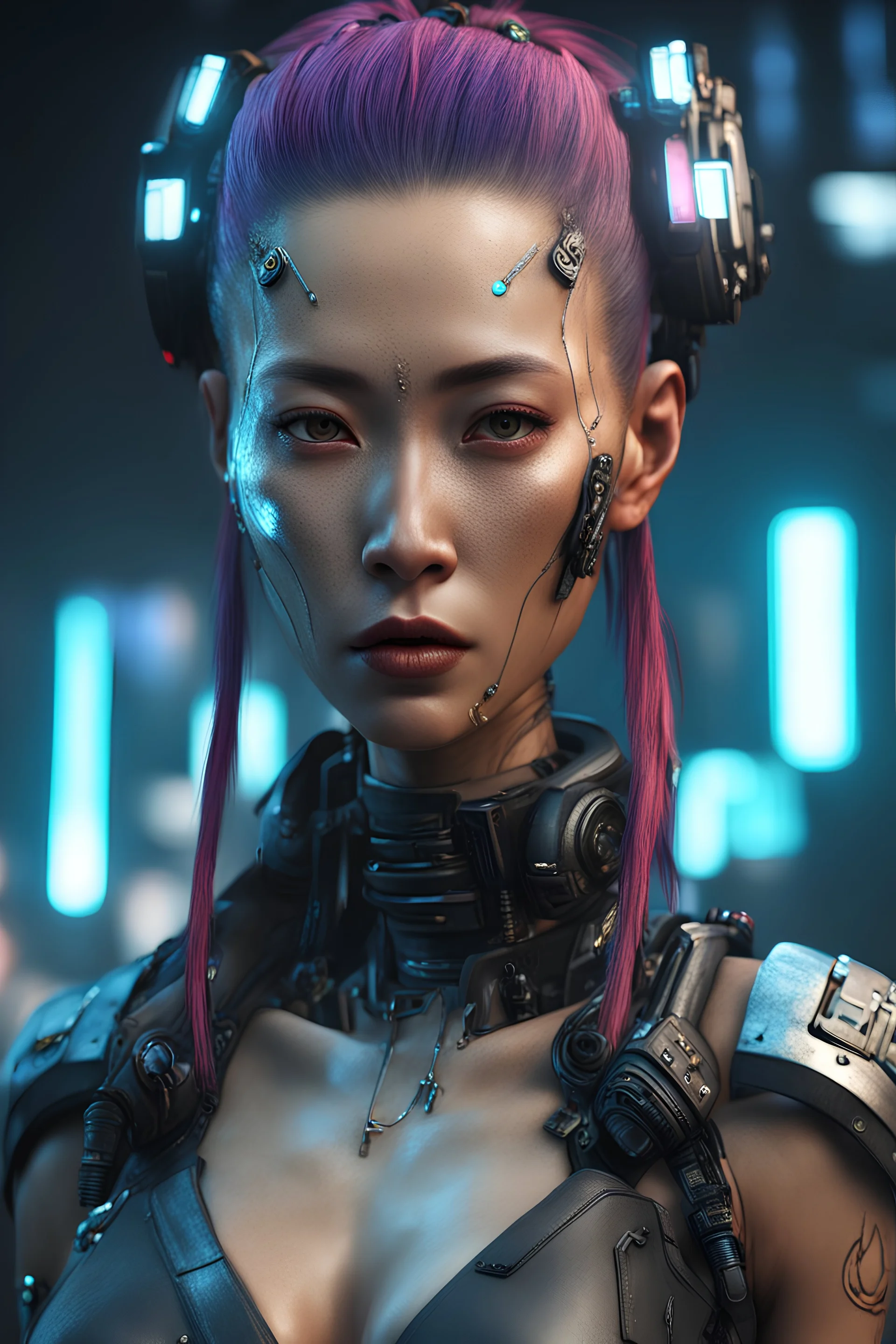 cyberpunk female suku borneo indonesia, 8k, realistic, light