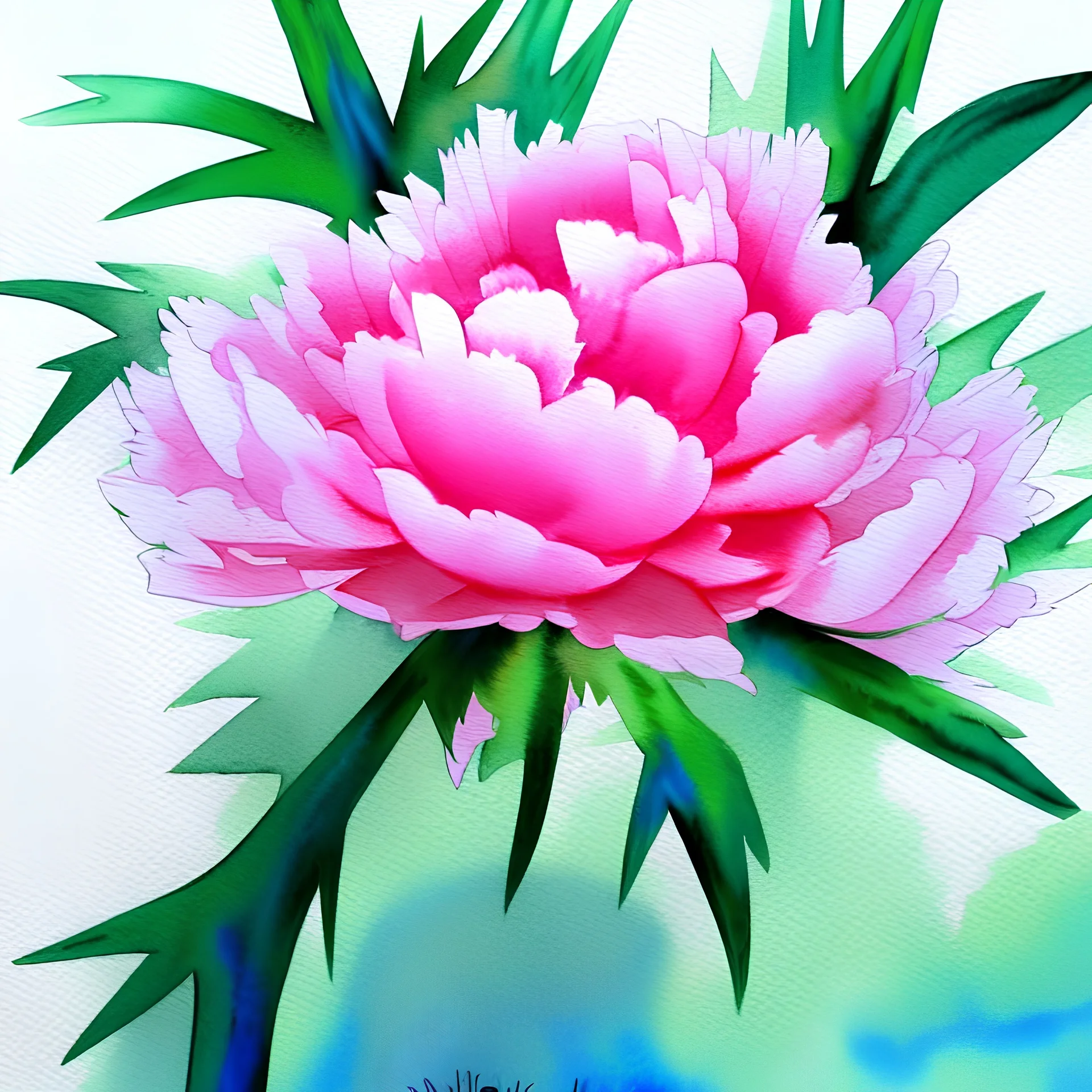 water color peony painting