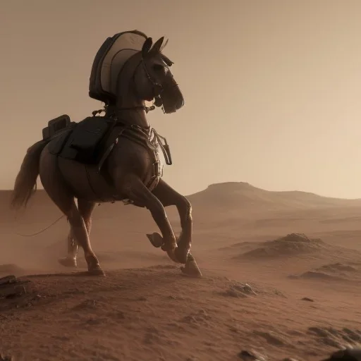 Earth background Riding horse astronaut mars unreal engine 5, octan render