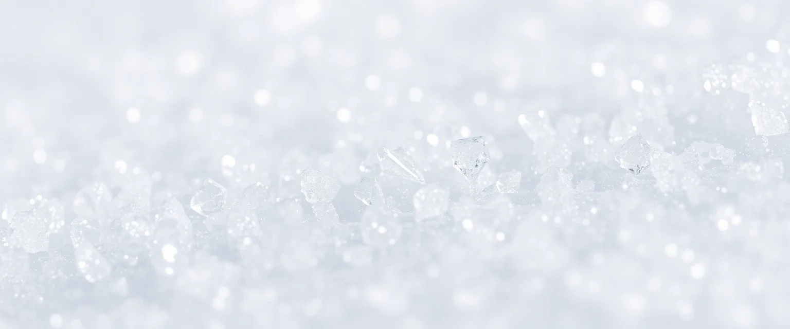 formation of ice crystals, macro on white