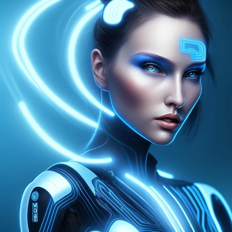 cyberblue, head, woman, portrai, tron