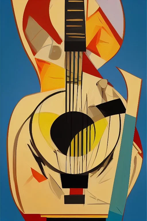 picasso gitaar schilderrij abstract cubisme