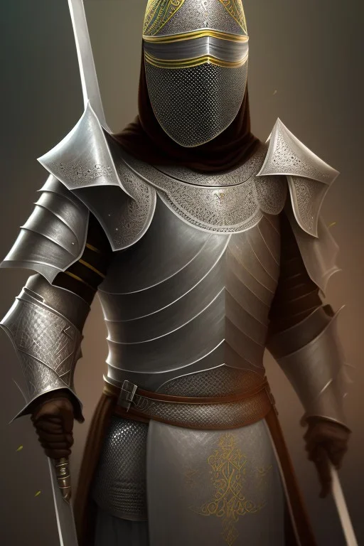 Muslim, masked knight, full body and head, armor, 8k resolution