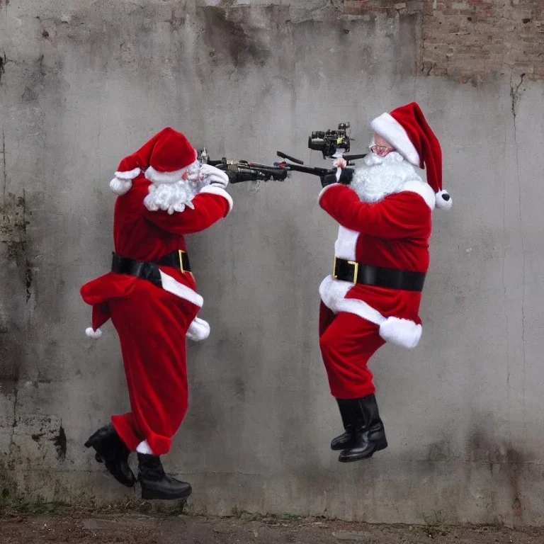 santa shooting movie, banksy