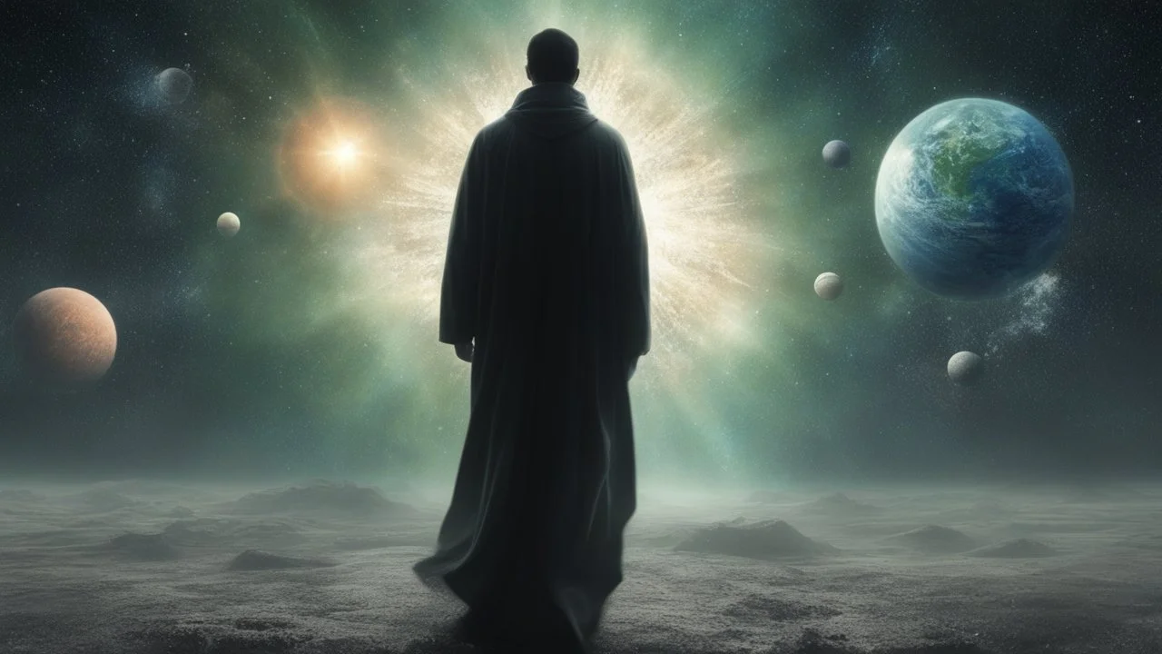 matrix universe, space, planets, god creation walking on the light