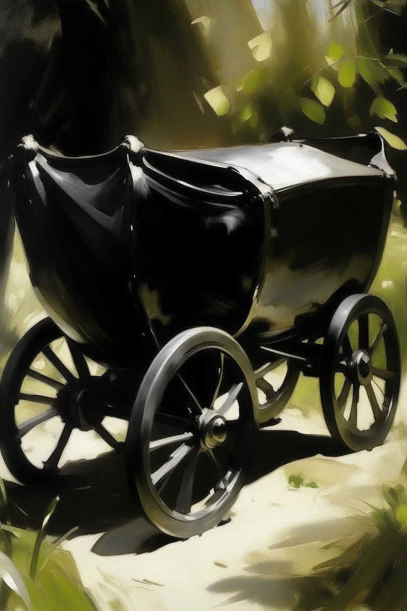 A black wagon painted by John Singer Sargent