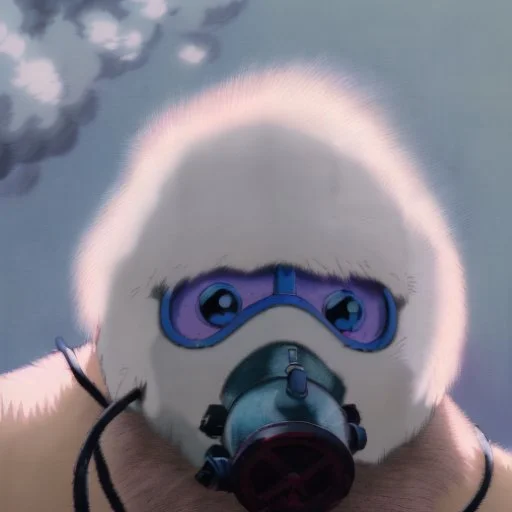 A Yeti with a gas mask