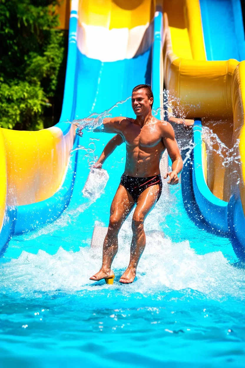 water spirit wearing spectacular shoes in a wild water slide ,bokeh like f/0.8, tilt-shift lens 8k