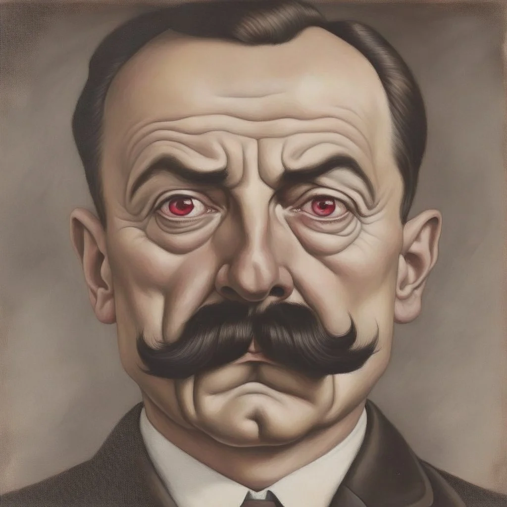 a portrait of a man with adolfahitler moustache