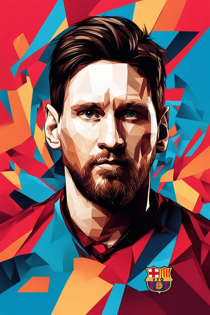 Craft logo with showing messi, cubism style