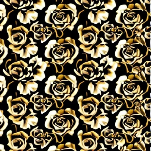 black brown grey cream and gold Roses and orchids art nouveau