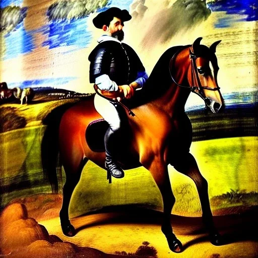 portrait of a horse riding by Diego Velázquez style