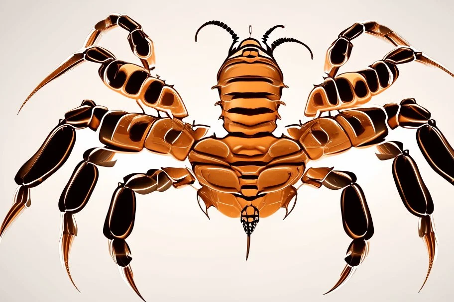 Detailed, illustration, realistic, symmetrical, poisonous scorpion, realistic.