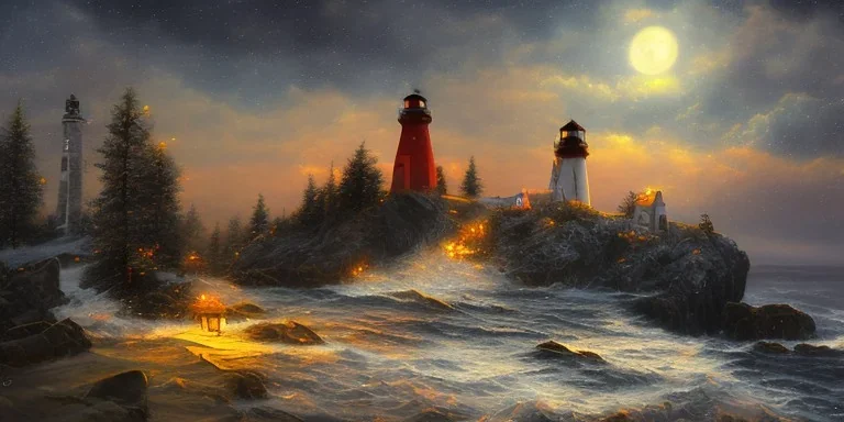 scenery lighthouse by night