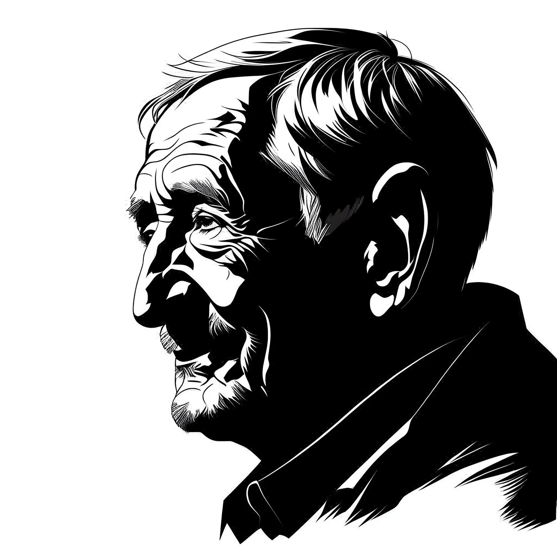 older man silhouette black vector enjoying