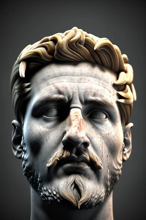 Ultra Realistic image, roman sculpture, Calacatta marble material, Lionel Messi, gold Laurel wreath, Renaissance style, miguel angel David style, chisel style, emperor, waist up portrait, epic, celestial, cinematic lighting, God light, god rays, 4k resolution, smooth details, ornate details, soft lighting, unreal engine 5, sky background.