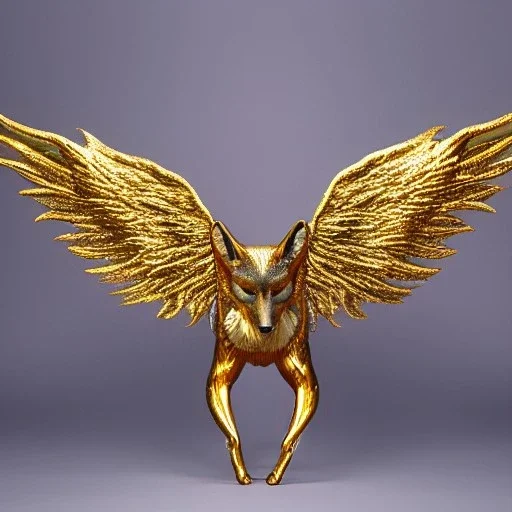 Gold Fox with five tails and wings